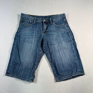 Lucky Brand Jean Shorts Womens 28 Blue Bermuda Mid Rise Dark Wash